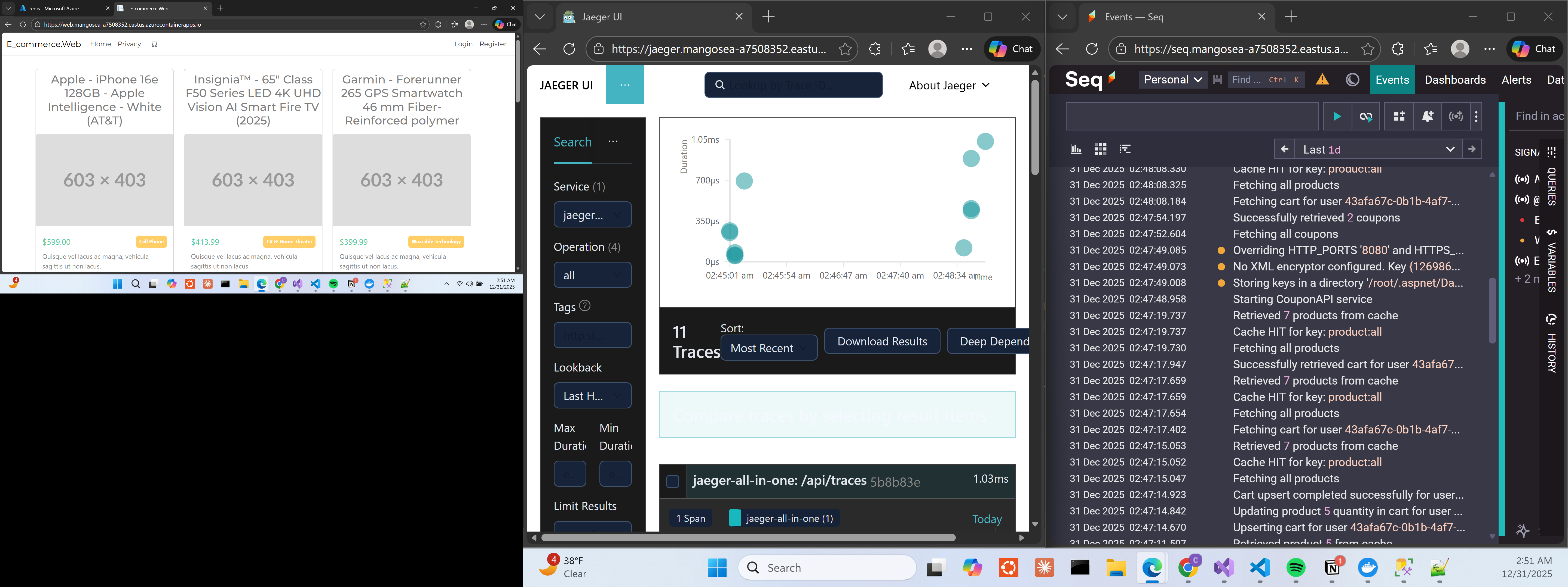 Observability stack with Seq, Jaeger, and OpenTelemetry integration